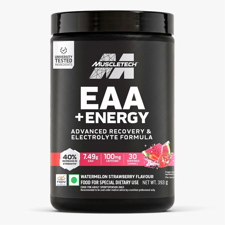 MuscleTech EAA + Energy Powder | Essential Amino Acids with 100mg Caffeine | 30 Servings