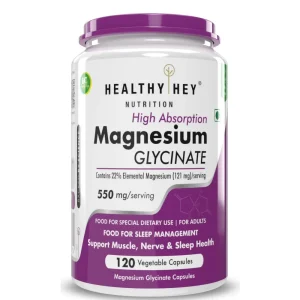 HealthyHey Nutrition High Absorption Magnesium Glycinate, 550mg - 120 Caps